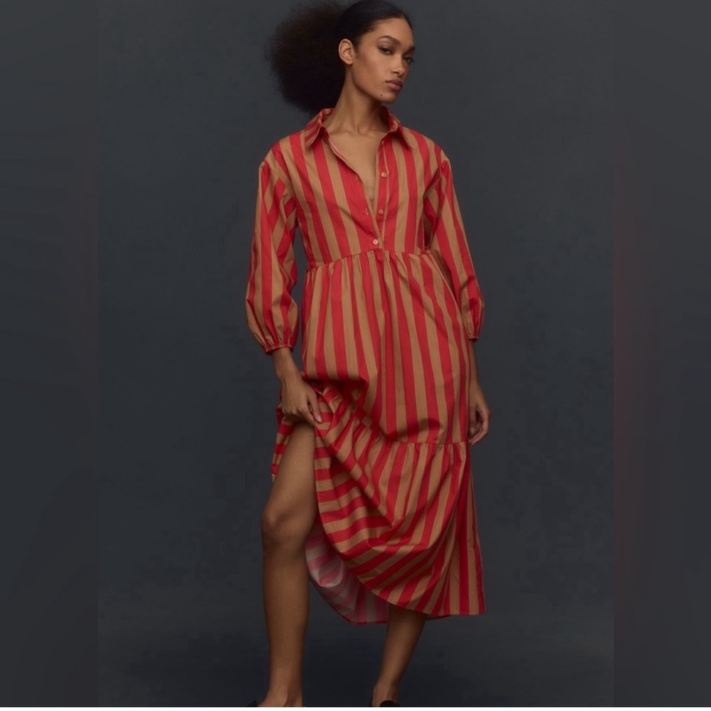Anthropologie The Bettina Tiered Shirt Dress by Maeve